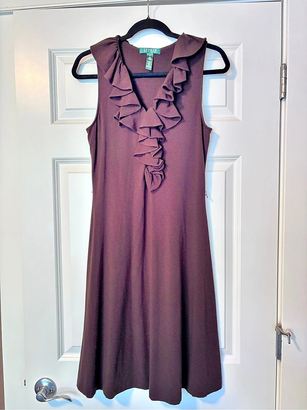 Lauren Ralph Lauren Ruffled Dress in Brown Size Medium